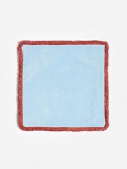 Oliver Bonas Blue Issey Velvet Fringed Cushion Cover 45x45cm - Image 2 of 3