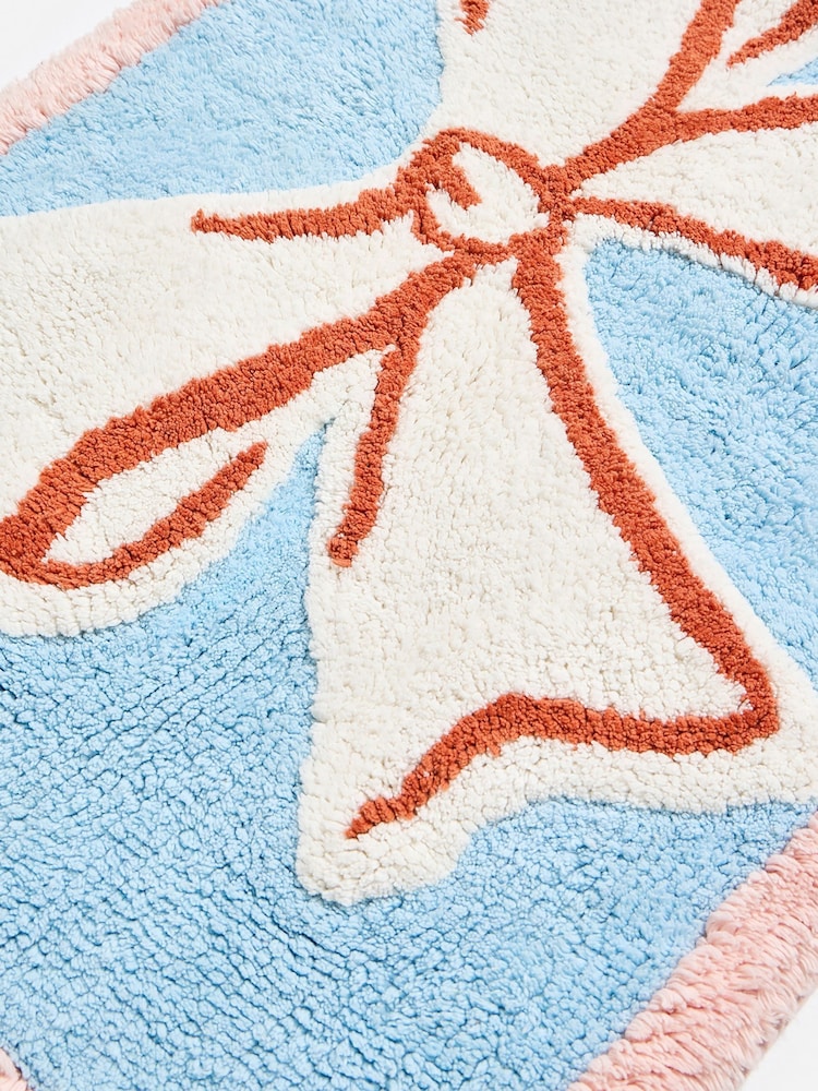 Oliver Bonas Blue Bow Bath Mat - Image 3 of 3 Oliver Bonas Blue Bow Bath Mat - Image 3 of 3