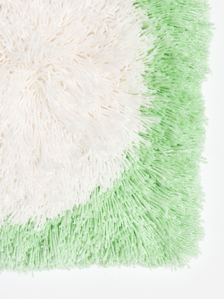 Oliver Bonas Green & White Circle Fluffy Cushion Cover 45x45cm - Image 3 of 3 Oliver Bonas Green & White Circle Fluffy Cushion Cover 45x45cm - Image 3 of 3