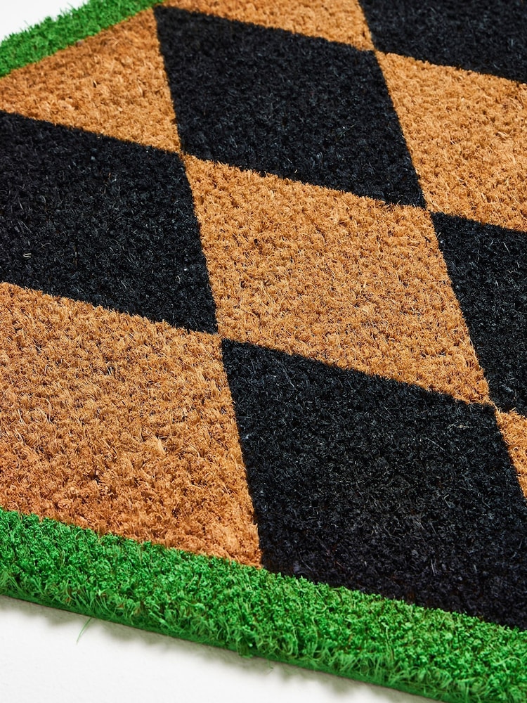 Oliver Bonas Black Harlequin Diamond Doormat - Image 2 of 3