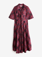 Laura Ashley Burgundy Red Check Cotton Shirt Dress - Image 6 of 8
