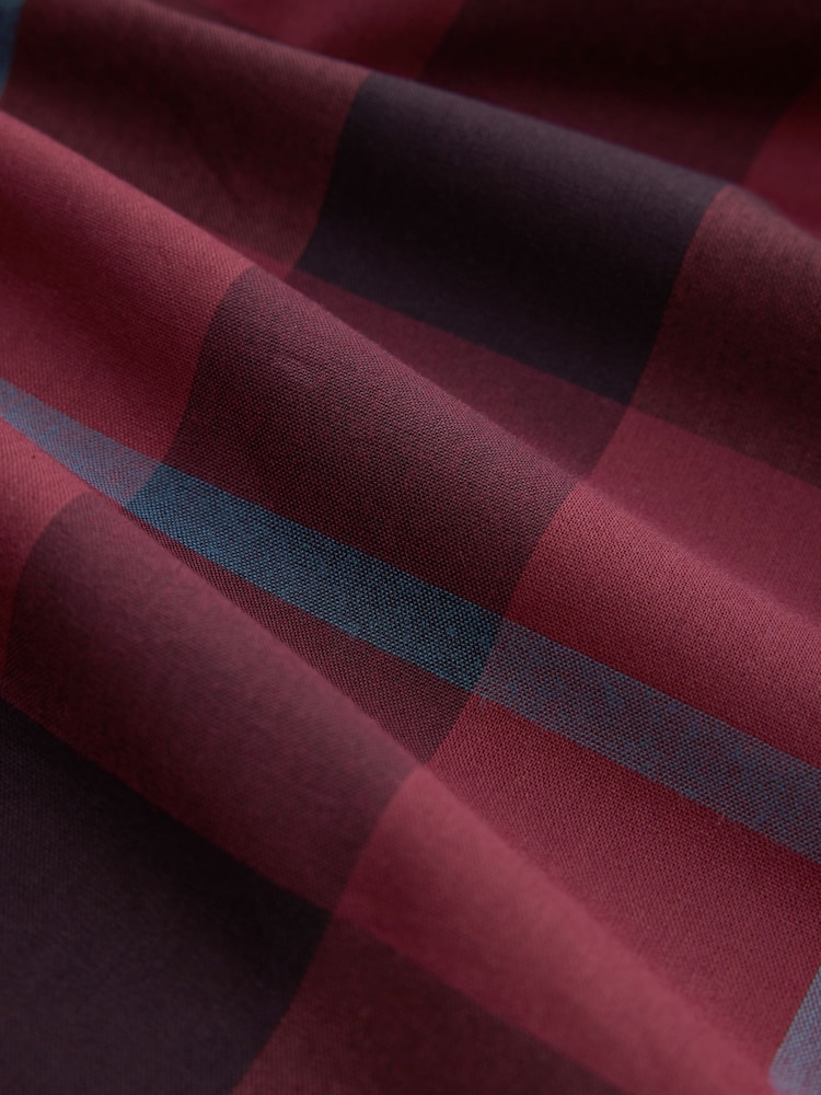 Laura Ashley Burgundy Red Check Cotton Shirt Dress - Image 8 of 8