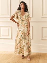 Laura Ashley Ecru Emberley Cape Godet Dress - Image 1 of 7