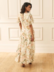 Laura Ashley Ecru Emberley Cape Godet Dress - Image 2 of 7