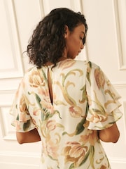 Laura Ashley Ecru Emberley Cape Godet Dress - Image 3 of 7