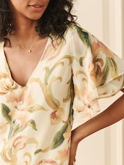 Laura Ashley Ecru Emberley Cape Godet Dress - Image 4 of 7