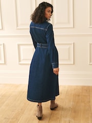 Laura Ashley Blue Denim Long Sleeve Shirt Dress - Image 3 of 4