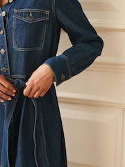 Laura Ashley Blue Denim Long Sleeve Shirt Dress - Image 4 of 4