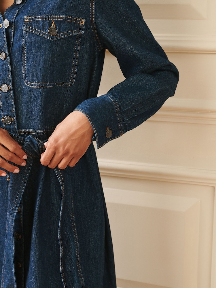 Laura Ashley Blue Denim Long Sleeve Shirt Dress - Image 4 of 4 Laura Ashley Blue Denim Long Sleeve Shirt Dress - Image 4 of 4