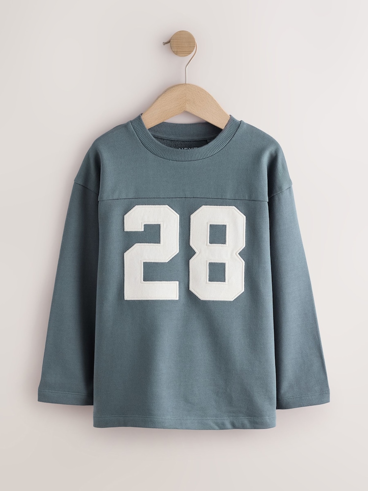 Mineral Long Sleeve Heavyweight Varsity T-Shirt (3-16yrs) - Image 1 of 4 Mineral Long Sleeve Heavyweight Varsity T-Shirt (3-16yrs) - Image 1 of 4