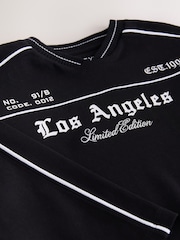 Black/White Varsity Long Sleeve Heavyweight Varsity T-Shirt (3-16yrs) - Image 4 of 4