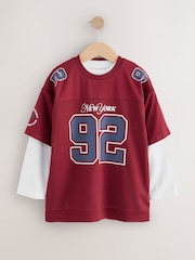Burgundy Red Varsity Long Sleeve T-Shirt (3-16yrs) - Image 1 of 7
