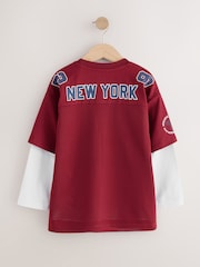 Burgundy Red Varsity Long Sleeve T-Shirt (3-16yrs) - Image 3 of 7