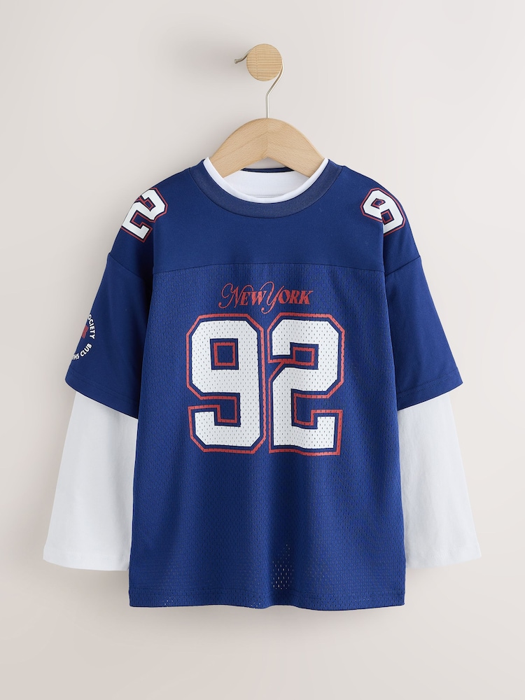 Navy Varsity Long Sleeve T-Shirt (3-16yrs) - Image 1 of 5