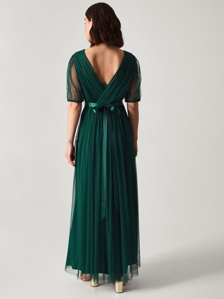 أخضر - فستان ماكسي تول برقبة مفتوحة بكُم شفاف Ellie من Monsoon - صورة 2 من 3 أخضر - فستان ماكسي تول برقبة مفتوحة بكُم شفاف Ellie من Monsoon - صورة 2 من 3