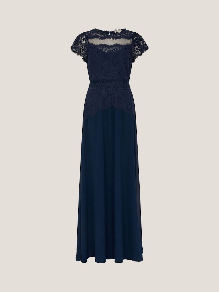 Monsoon Blue Monike Short Sleeve Lace Bridesmaid Dress - Image 5 of 5 Monsoon Blue Monike Short Sleeve Lace Bridesmaid Dress - Image 5 of 5