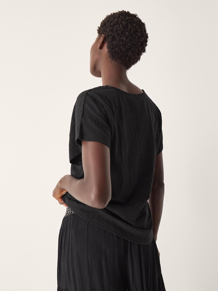 Monsoon Black Amaya Crochet V-Neck T-Shirt - Image 3 of 3