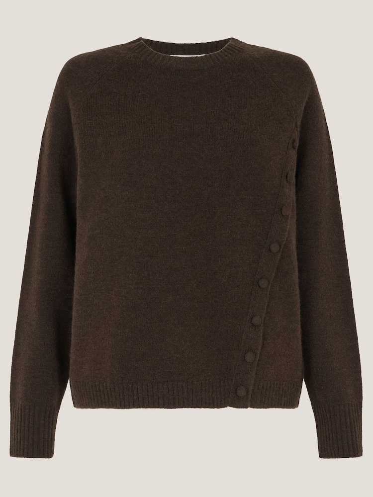 Monsoon Brown Bray Asymmetrical Button Jumper - Image 1 of 1 Monsoon Brown Bray Asymmetrical Button Jumper - Image 1 of 1