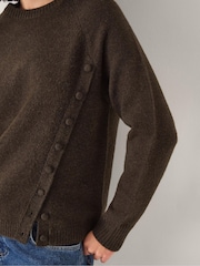 Monsoon Brown Bray Asymmetrical Button Jumper - Image 3 of 5