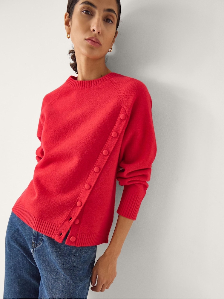 Monsoon Red Bray Asymmetrical Button Jumper - Image 1 of 4 Monsoon Red Bray Asymmetrical Button Jumper - Image 1 of 4