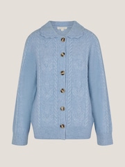 Monsoon Blue Kat Floral Cable Knit Cardigan - Image 1 of 1