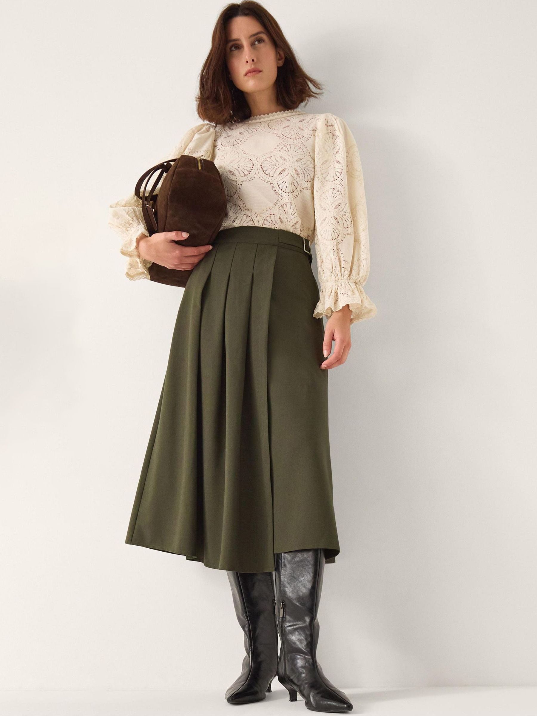 Buy Monsoon Green Jillian Pleated Kilt Midi Skirt from Next USA