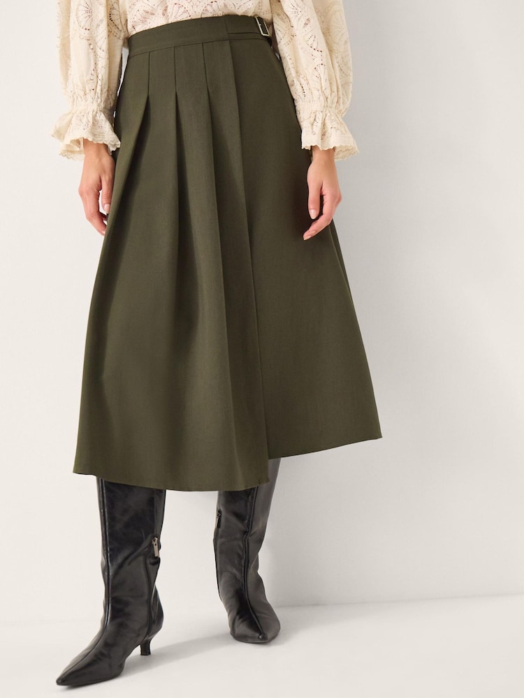 Monsoon Green Jillian Pleated Kilt Midi Skirt - Image 2 of 6