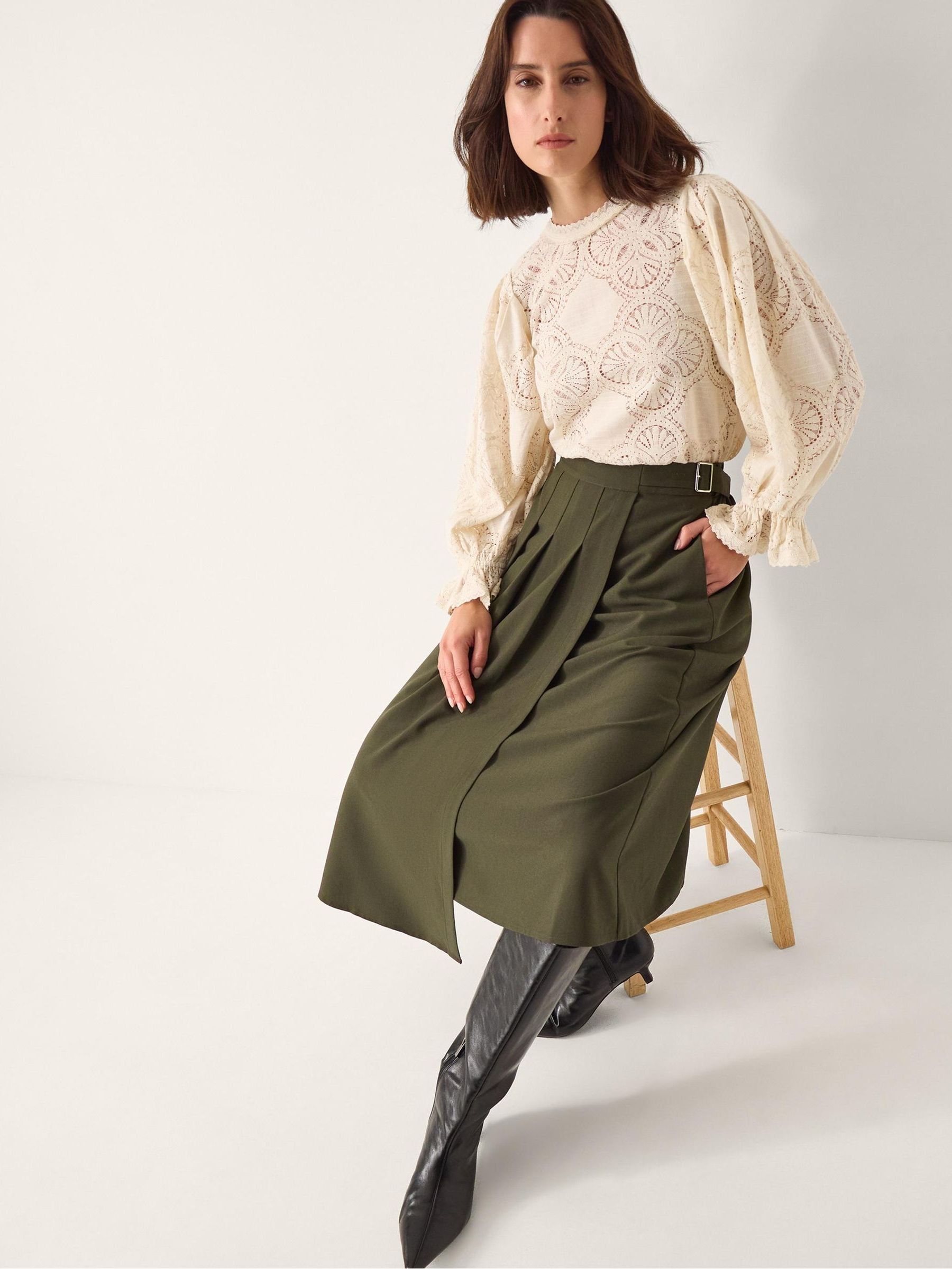 Buy Monsoon Green Jillian Pleated Kilt Midi Skirt from Next USA