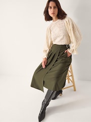 Monsoon Green Jillian Pleated Kilt Midi Skirt - Image 4 of 6