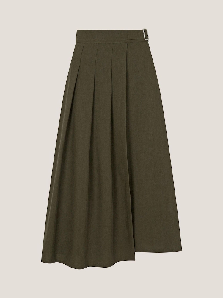 Monsoon Green Jillian Pleated Kilt Midi Skirt - Image 6 of 6