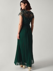 Monsoon Green Monica Lace Midi Bridesmaid Dress - Image 2 of 5
