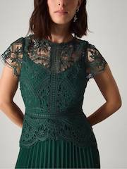 Monsoon Green Monica Lace Midi Bridesmaid Dress - Image 3 of 5