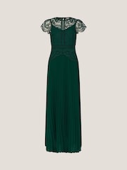 Monsoon Green Monica Lace Midi Bridesmaid Dress - Image 5 of 5