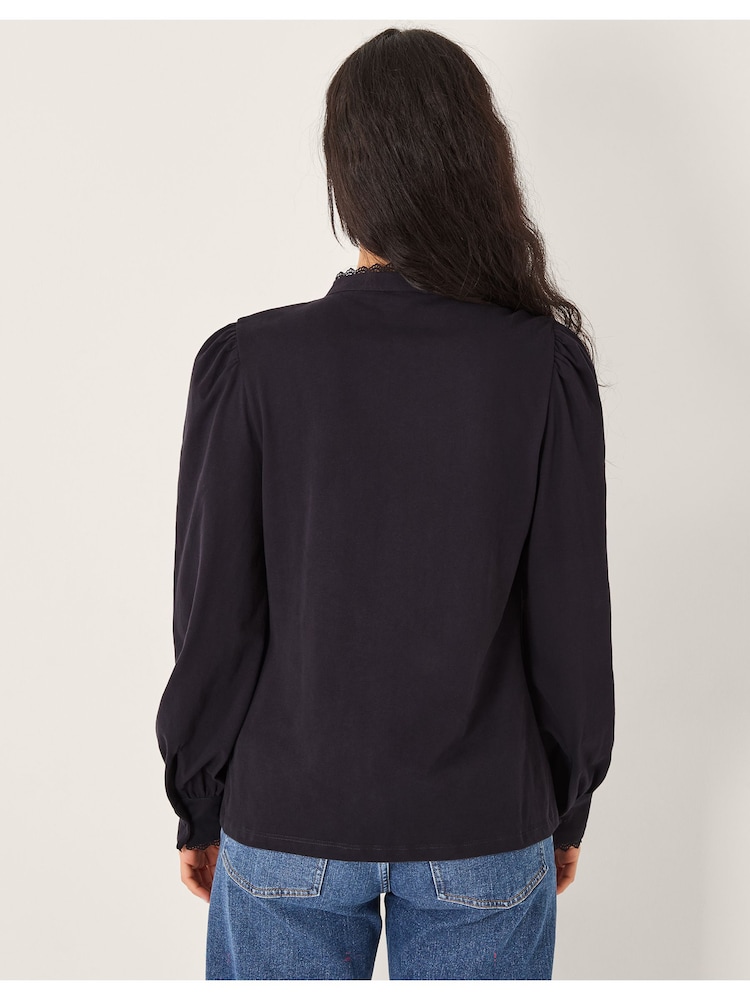 Monsoon Blue Layla Lace Trim Shirt - Image 2 of 5 Monsoon Blue Layla Lace Trim Shirt - Image 2 of 5