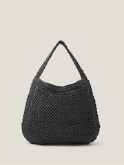 Monsoon Black Hari Scoop Raffia Shoulder Bag - Image 1 of 4