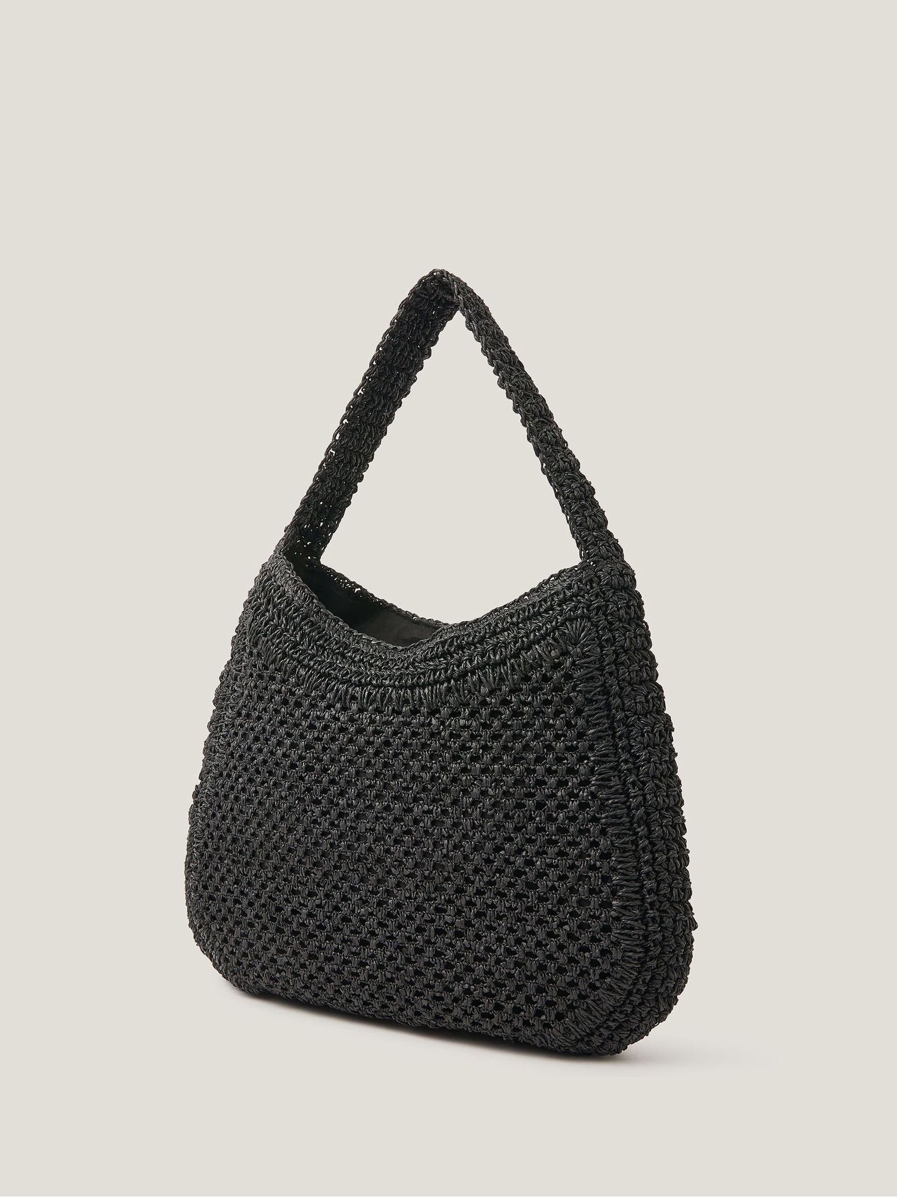 Buy Monsoon Black Hari Scoop Raffia Shoulder Bag from Next USA