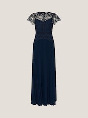 Monsoon Blue Monica Lace Midi Bridesmaid Dress - Image 5 of 5