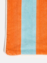 Oliver Bonas Orange Blue Striped Velvet Rectangular Cushion Cover 30x50cm - Image 4 of 5