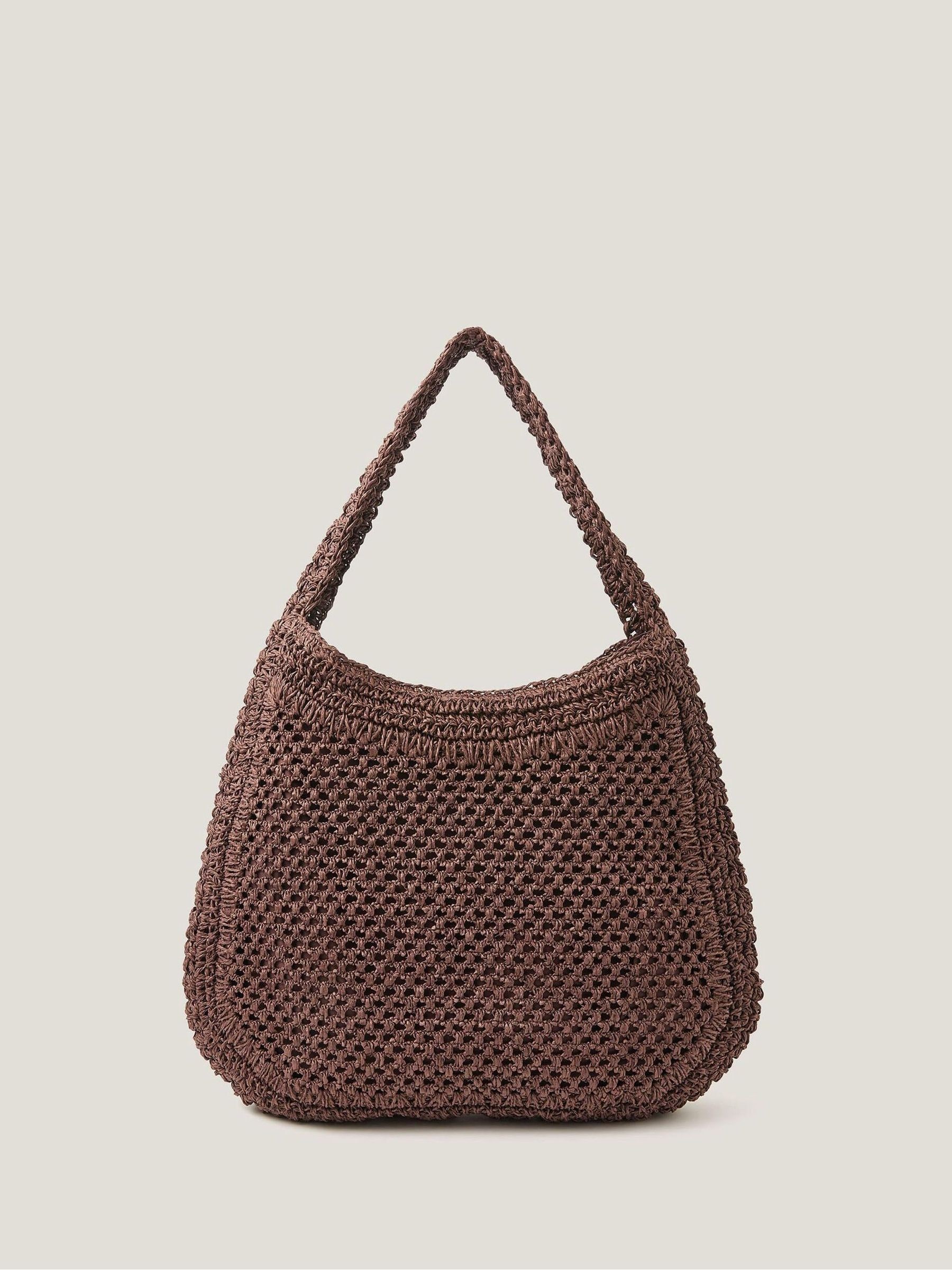 Buy Monsoon Chocolate Brown Hari Scoop Raffia Shoulder Bag from