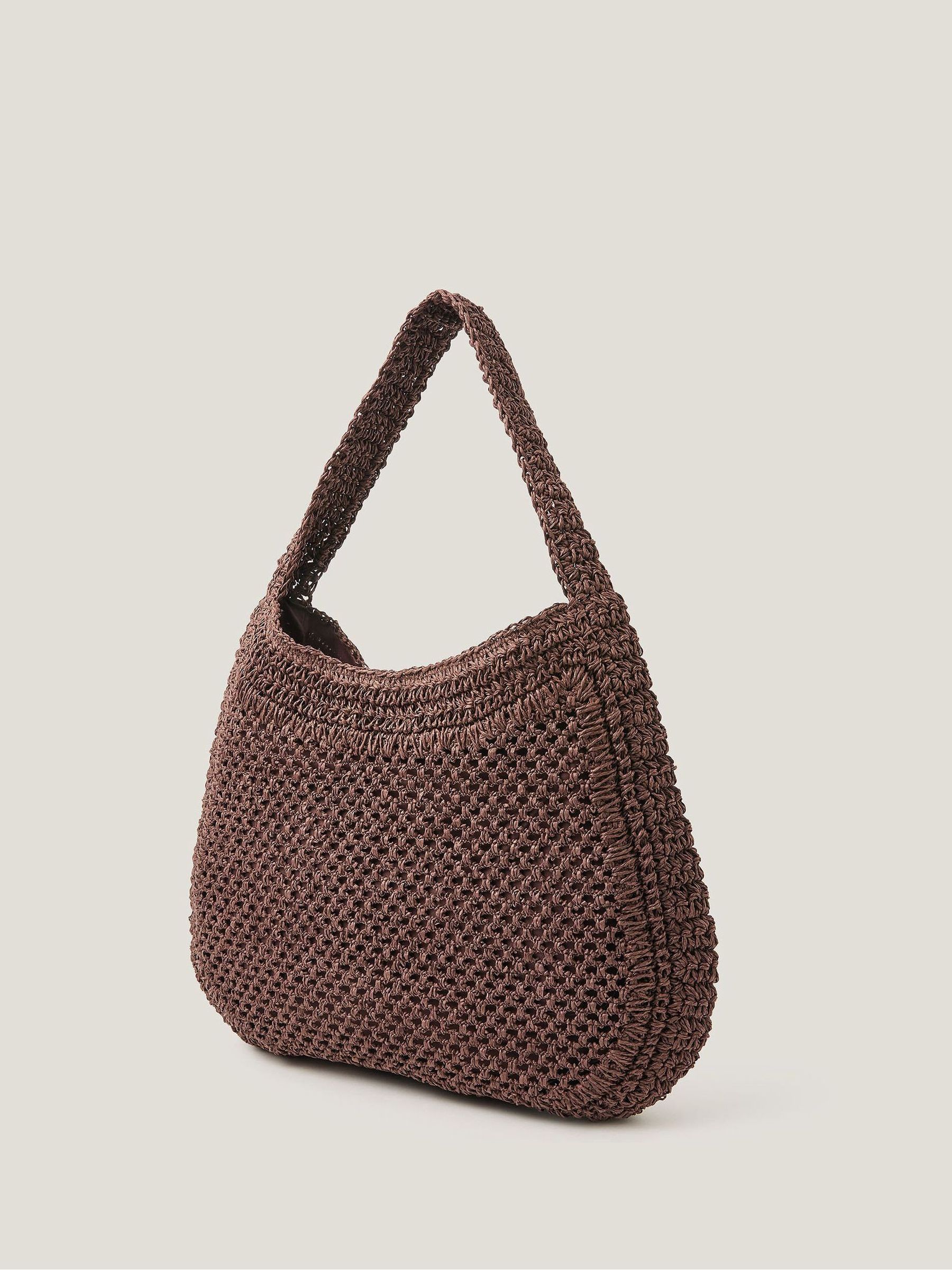Buy Monsoon Chocolate Brown Hari Scoop Raffia Shoulder Bag from