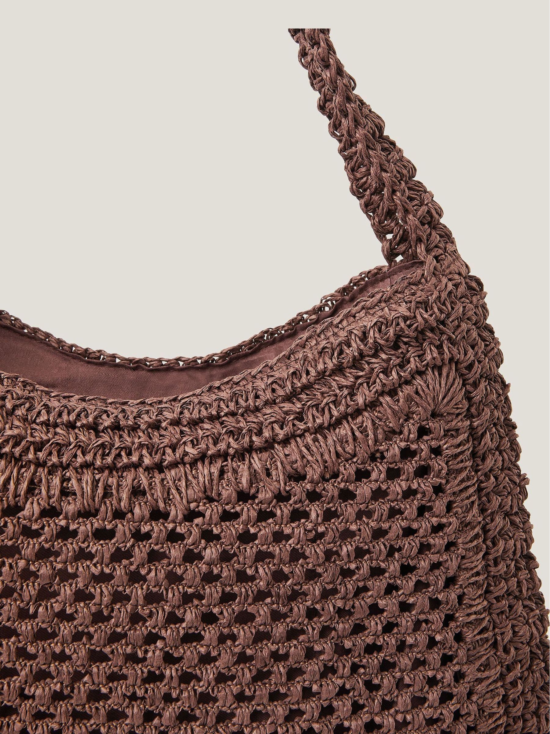 Buy Monsoon Chocolate Brown Hari Scoop Raffia Shoulder Bag from
