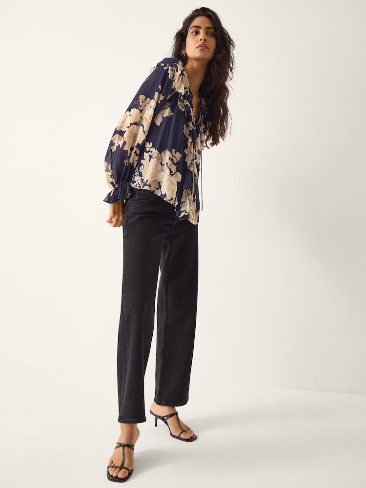 Monsoon Blue Sasha Floral Print Ruffle Blouse - Image 2 of 5 Monsoon Blue Sasha Floral Print Ruffle Blouse - Image 2 of 5