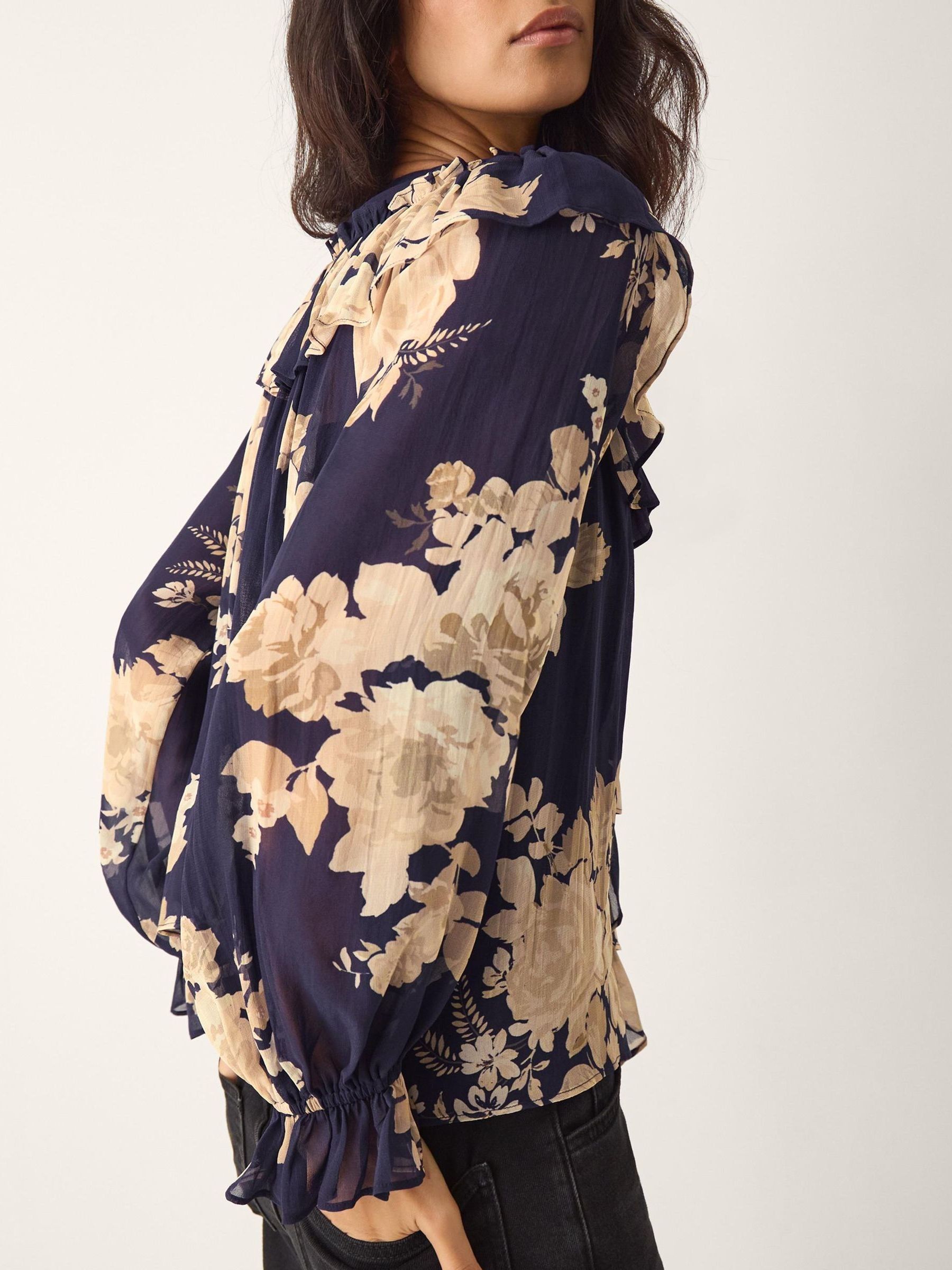 Buy Monsoon Blue Sasha Floral Print Ruffle Blouse from Next USA