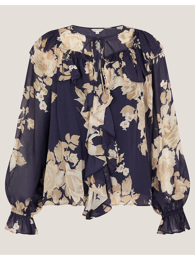 Monsoon Blue Sasha Floral Print Ruffle Blouse - Image 5 of 5 Monsoon Blue Sasha Floral Print Ruffle Blouse - Image 5 of 5