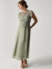 Monsoon Light Green Monica Lace Midi Bridesmaid Dress - Image 1 of 5