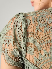 Monsoon Light Green Monica Lace Midi Bridesmaid Dress - Image 4 of 5