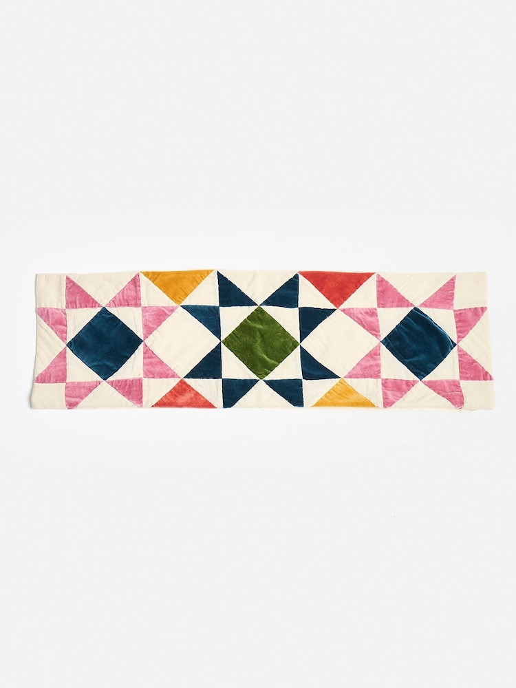 Oliver Bonas Multi Patchwork Velvet Bolster Cushion Cover 32x95cm - Image 2 of 3 Oliver Bonas Multi Patchwork Velvet Bolster Cushion Cover 32x95cm - Image 2 of 3