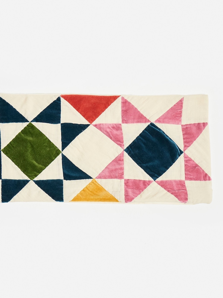 Oliver Bonas Multi Patchwork Velvet Bolster Cushion Cover 32x95cm - Image 3 of 3 Oliver Bonas Multi Patchwork Velvet Bolster Cushion Cover 32x95cm - Image 3 of 3