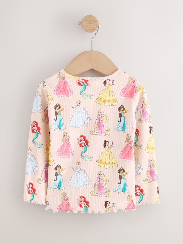 Pink Disney Princesses Long Sleeve Ribbed Top (3mths-7yrs) - Image 2 of 4