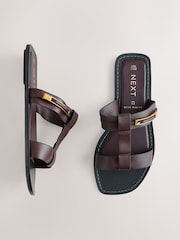 Cuero marrón chocolate - Buckle Trim Sandals - Imagen 1 de 5